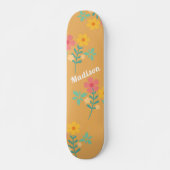 Mustard Retro Daisy Bouquet Motif Skateboard (Devant)