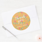 Mustard Retro Daisy Bouquet Pattern Dank je Ronde Sticker (Envelop)