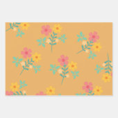 Mustard Retro Daisy Bouquet Pattern Inpakpapier Vel (Voorkant)