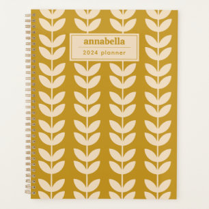Mustard Retro Vibe Leaf Motif Monogramme