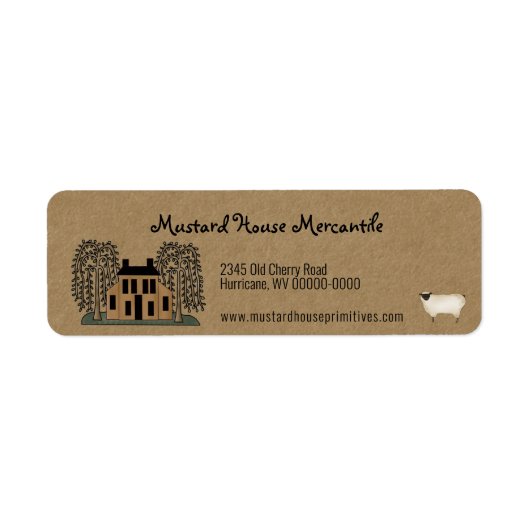 Mustard Saltbox House Editable Return Address Etiket (Voorkant)