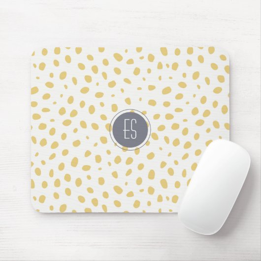 Mustard Speckle Pattern Monogram Muismat (Met muis)