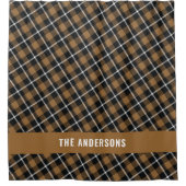 Mustard tartan modern, gepersonaliseerd douchegordijn (Voorkant)