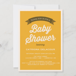 Mustard Typografie Baby shower Kaart