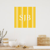 Mustard Victoriaans Lady Stripe met Monogram Poster (Keuken)