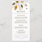 Mustard Watercolor Floral Wedding Dinner Menu (Devant)
