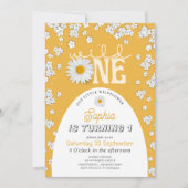 Mustard Wild One Daisy 1st Birthday Invitation (Devant)