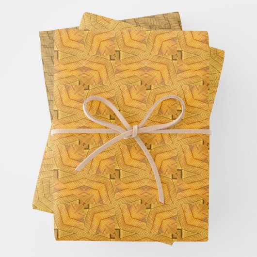 Mustard Yellow Abstract Pattern Wrapping Paper (In situ)