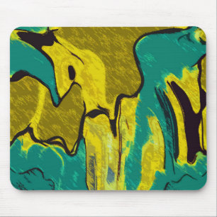 Mustard Yellow Blauwgroen Abstract Muismat