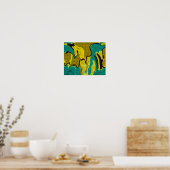 Mustard Yellow Blauwgroen Abstract Poster (Keuken)