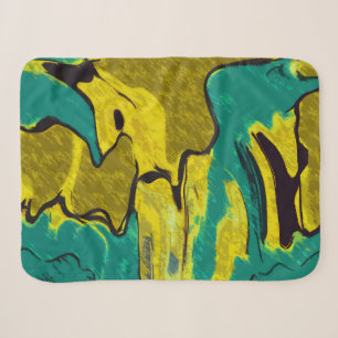 Mustard Yellow Blauwgroen Abstract Sherpa Deken