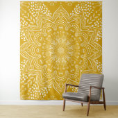 Mustard Yellow Boho Mandala Wandkleed (In situ)