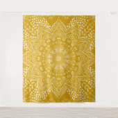 Mustard Yellow Boho Mandala Wandkleed (Voorkant)