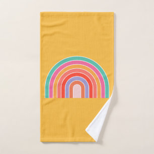 Mustard Yellow Colorful Rainbow Bad Handdoek