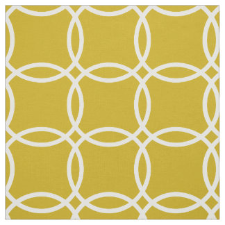 Mustard Yellow en white Geometric Pattern Stof
