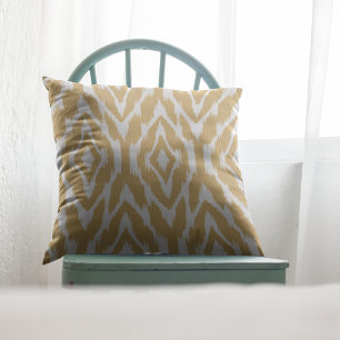 Mustard Yellow en White Ikat Pattern Pillow Kussen