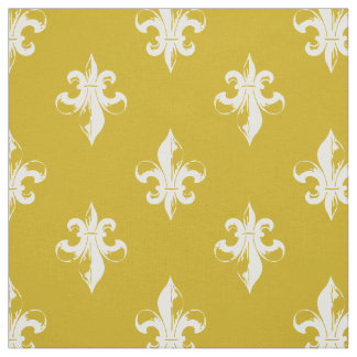 Mustard Yellow Fleur De Lis Pattern Stof