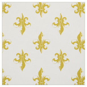 Mustard Yellow Fleur De Lis Pattern Stof