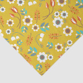  Mustard Yellow Floral Flowers Patroon Tissuepapier (Detail)