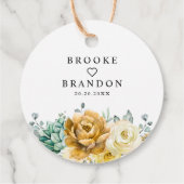 Mustard Yellow Floral Sage Greenery Modern Wedding Bedankjes Labels (Achterkant)