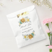 Mustard Yellow Floral Sage Greenery Modern Wedding Bedankzakje (Gezegeld)