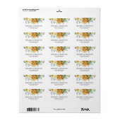 Mustard Yellow Floral Sage Greenery Modern Wedding Etiket (Full Sheet)