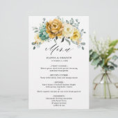 Mustard Yellow Floral Sage Greenery Wedding Menu (Staand voorkant)