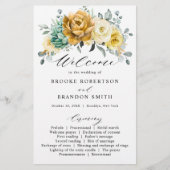 Mustard Yellow Floral Sage Modern Wedding Programm (Voorkant)