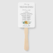 Mustard Yellow Floral Sage Modern Wedding Programm Handwaaier (Achterkant)