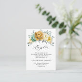 Mustard Yellow Floral Sage Weddenschap Reception Informatiekaartje (Staand voorkant)