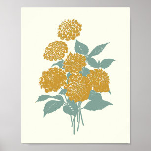  Mustard Yellow Flower Illustration Poster