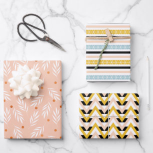 Mustard Yellow Geometric Pattern Inpakpapier Vel