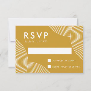 Mustard Yellow Geometric Swirl Wedding RSVP Kaartje