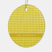  Mustard Yellow Gingham Pset gepersonaliseerd Keramisch Ornament (Links)