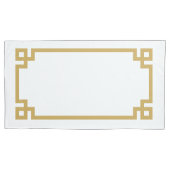 Mustard Yellow Greek Key Border King Grootte Kussensloop (Voorkant-Links)