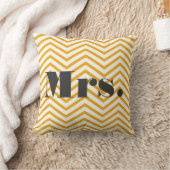 Mustard Yellow Ivory en Grey Zig Zag Pillow Kussen (Deken)