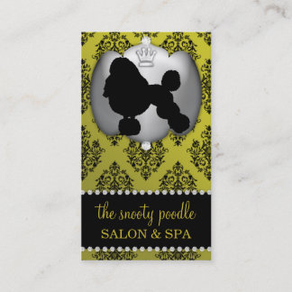 Mustard Yellow Jeweled Damask Dog Grooming/Spa Visitekaartje