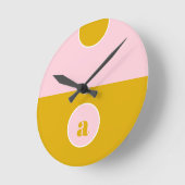 Mustard Yellow Pink Monogram Ronde Klok (Hoek)