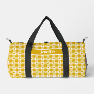 Mustard Yellow Plaid Shamrock Clover Customizable  Plunjezak