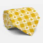 Mustard Yellow Plaid Shamrock Clover Neck Tie Stropdas (Opgerold)