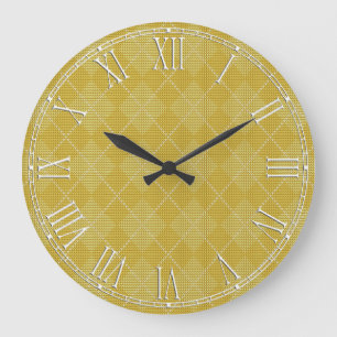 Mustard Yellow Retro Preppy Argyle Grote Klok