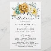 Mustard yellow sage greenery Wedding Programme (Voorkant)