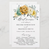 Mustard yellow sage greenery Wedding Programme (Voorkant / Achterkant)
