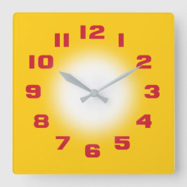 Mustard Yellow Vierkante Klok
