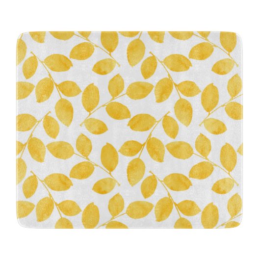 Mustard Yellow Waterverf verlaat patroonpatroon Snijplank (Voorkant)