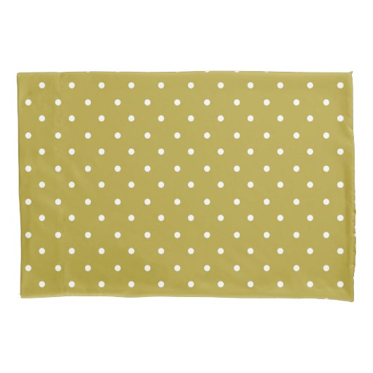 Mustard yellow white polka dots pattern Kussensloop (Voorkant-Links)