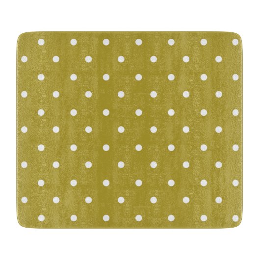  Mustard yellow white polka dots pattern  Snijplank (Voorkant)