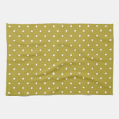  Mustard yellow white polka dots pattern  Theedoek (Horizontaal)