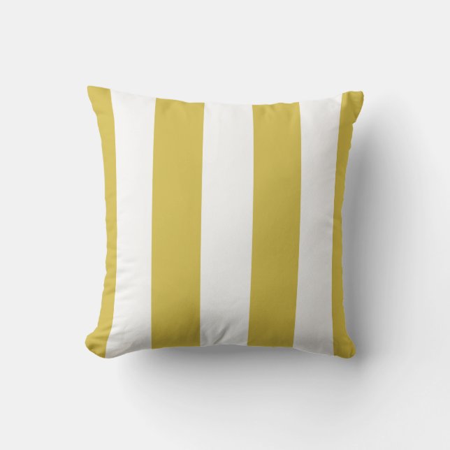 Mustard Yellow & White Stripe Sierkussen buitenshu (Voorkant)
