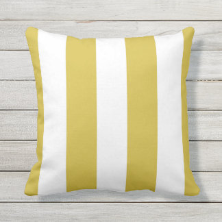 Mustard Yellow & White Stripe Sierkussen buitenshu